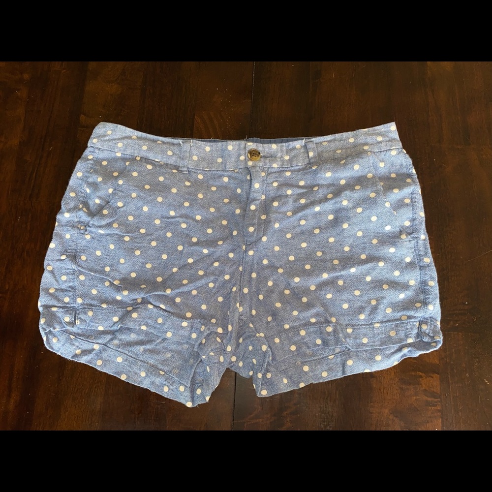 Blue and White Polka Dot Soft Shorts | Size 14